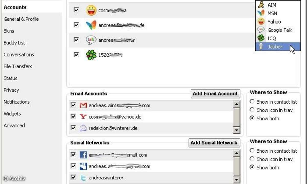 Digsby Instant Messenger mit Web 2.0