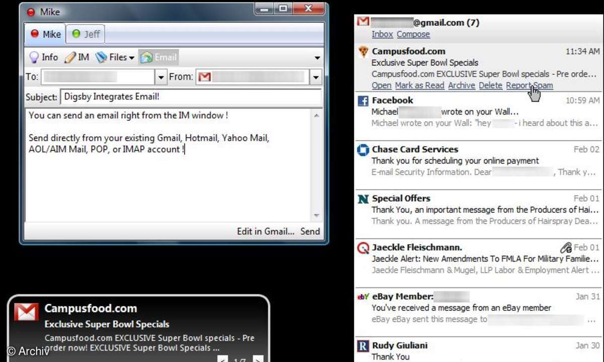 Digsby: Instant Messenger mit Anbindung an Social Networks