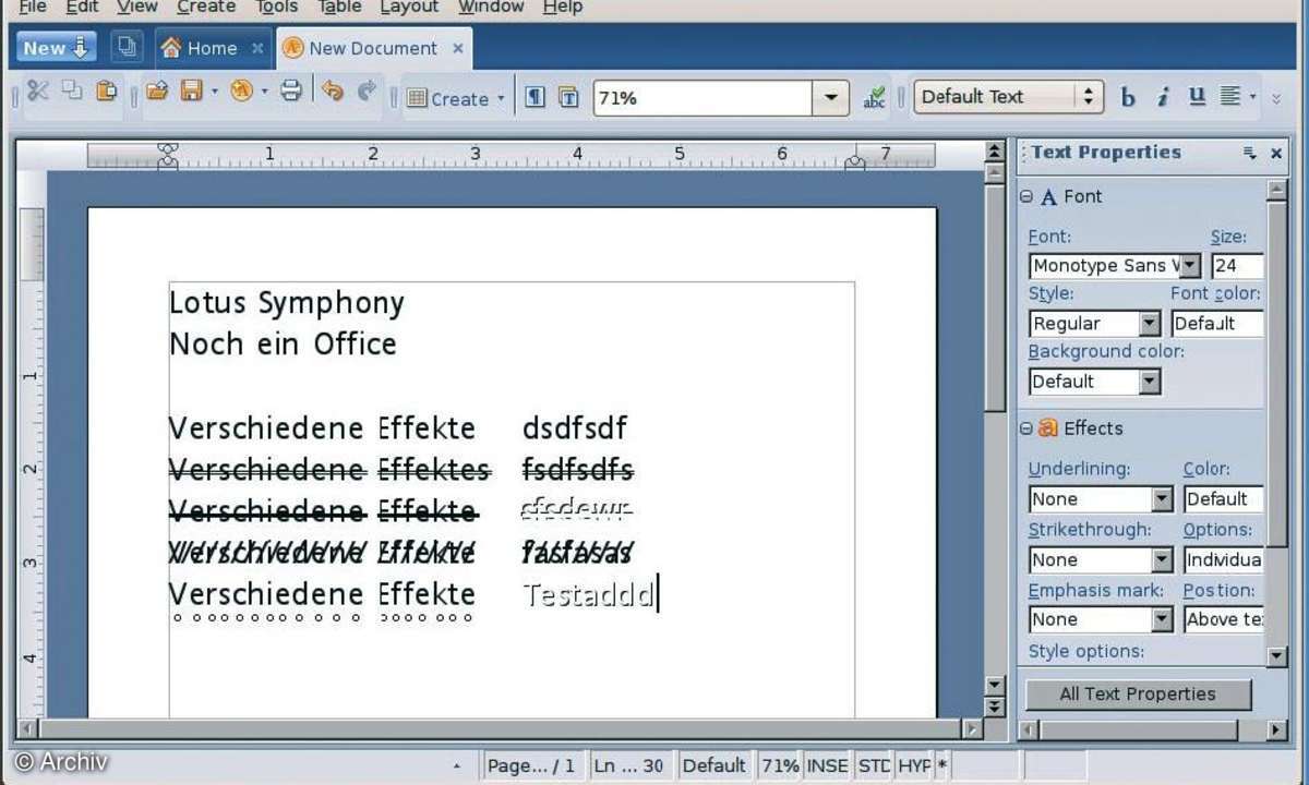 Lotus Symphony: Textverarbeitung