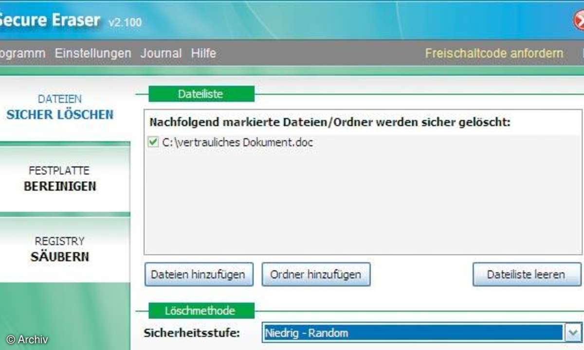 Windows-Freeware: Secure Eraser