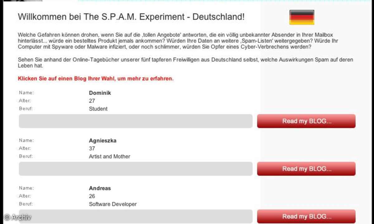 Coole Website: mcafeespamexperiment.com