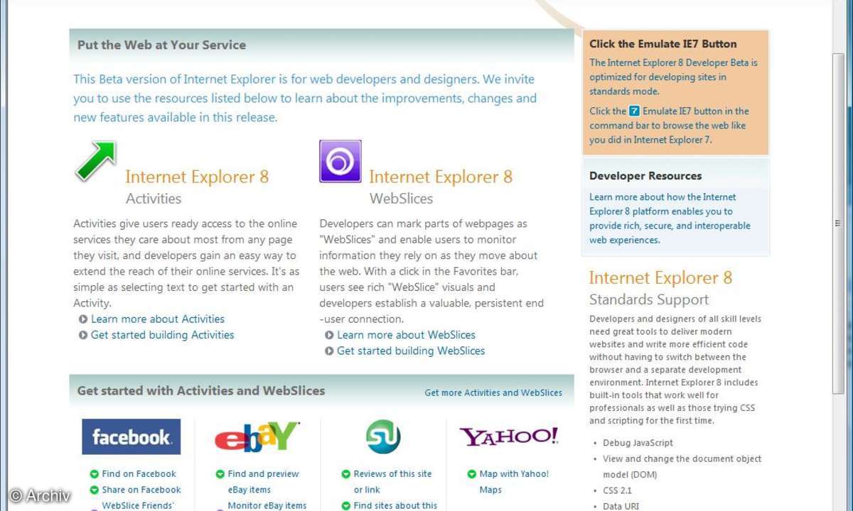 Internet Explorer 8: Beta 1 in deutscher Sprache