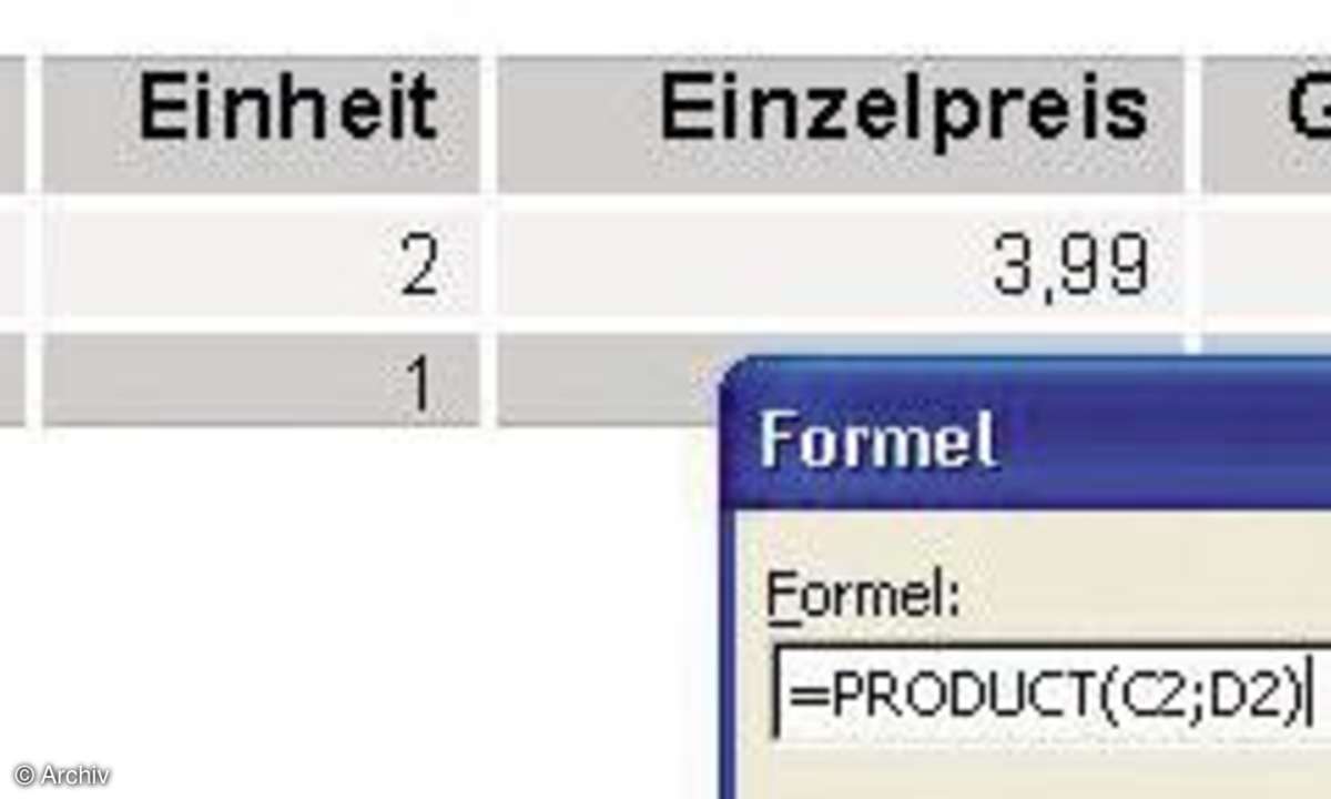 Rechnen mit Word: Zellenbezüge