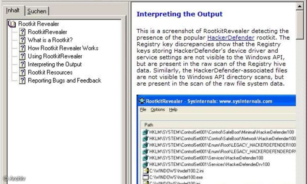Sysinternals Rootkit Revealer