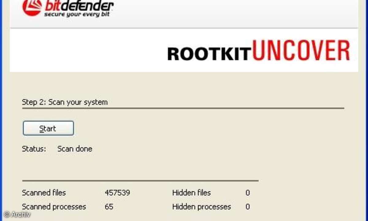 BitDefender Rootkitsuche mit Uncover
