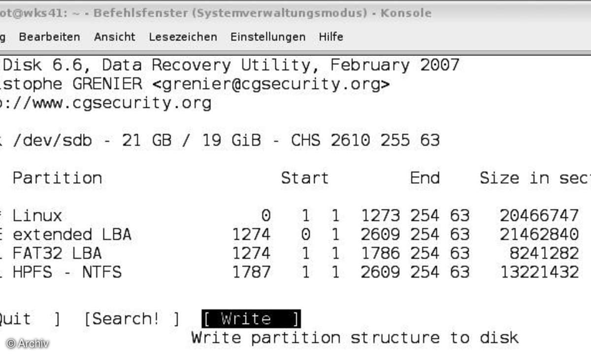 Datenretter Testdisk: Partitionen wiederherstellen