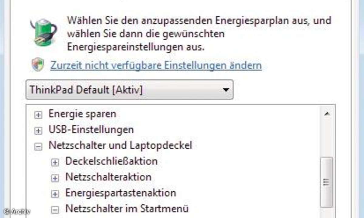 Vista perfekt einrichten: Energieoptionen