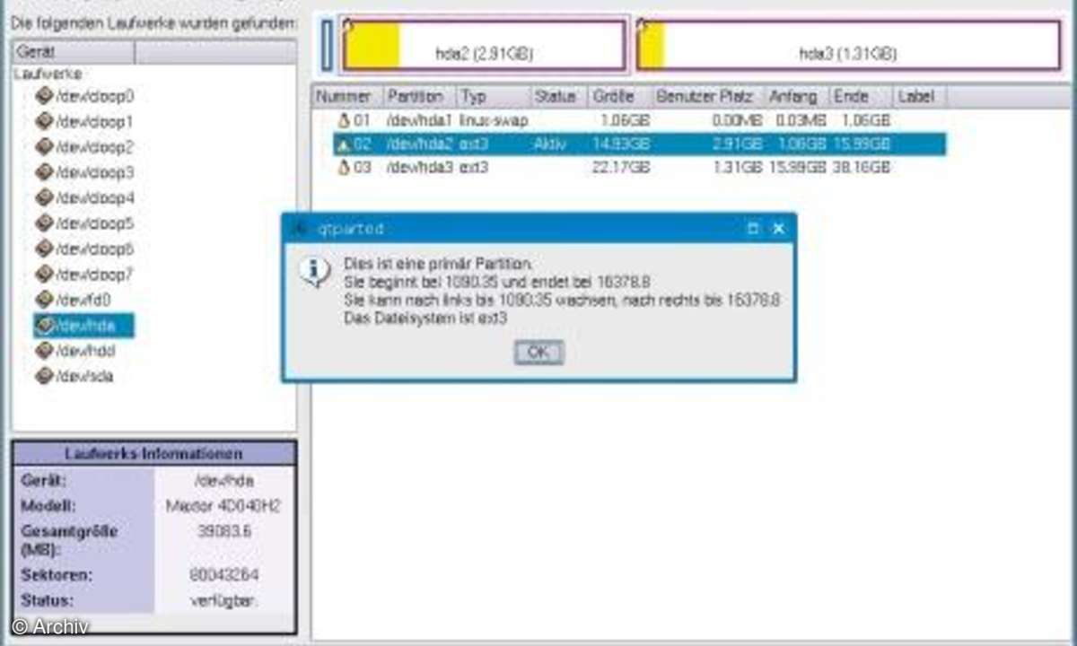 Knoppix-Einstieg: qtparted
