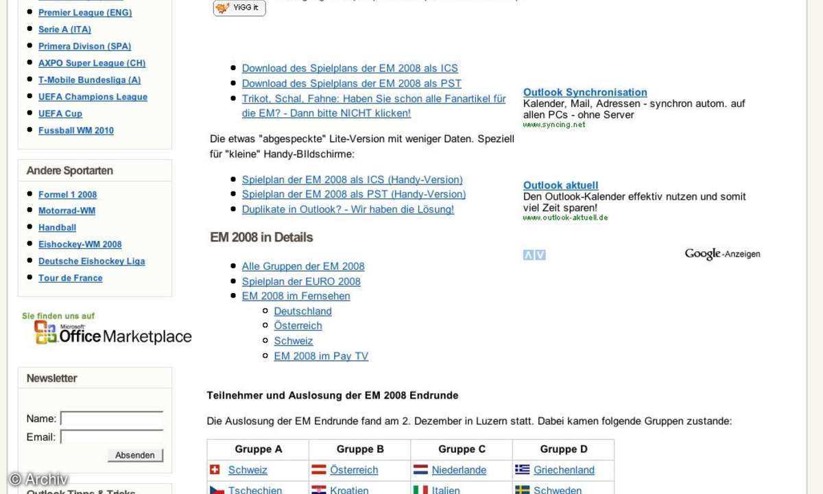 Coole Websites: SportsInOutlook.com