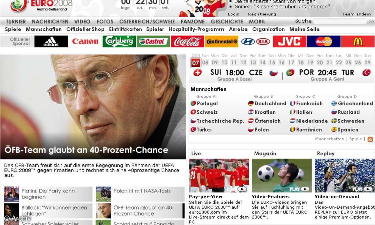Fußball-EM: Uefa-Website