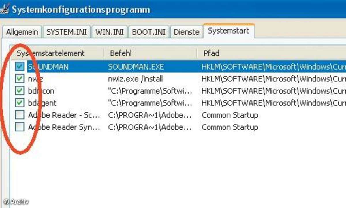XP entrümpeln: Systemkonfigurationsprogramm