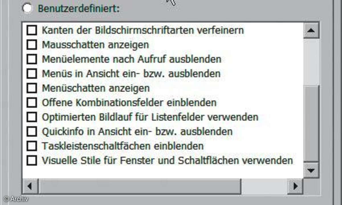 XP-Tuning: Leistungsoptionen