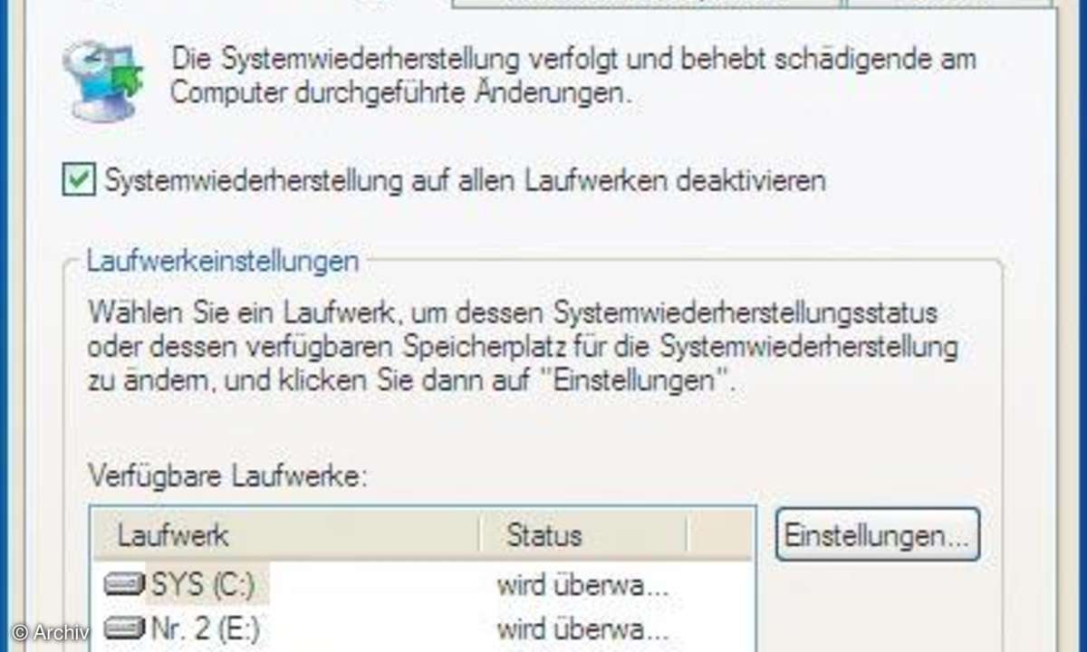 XP-Tuning: Systemwiederherstellung