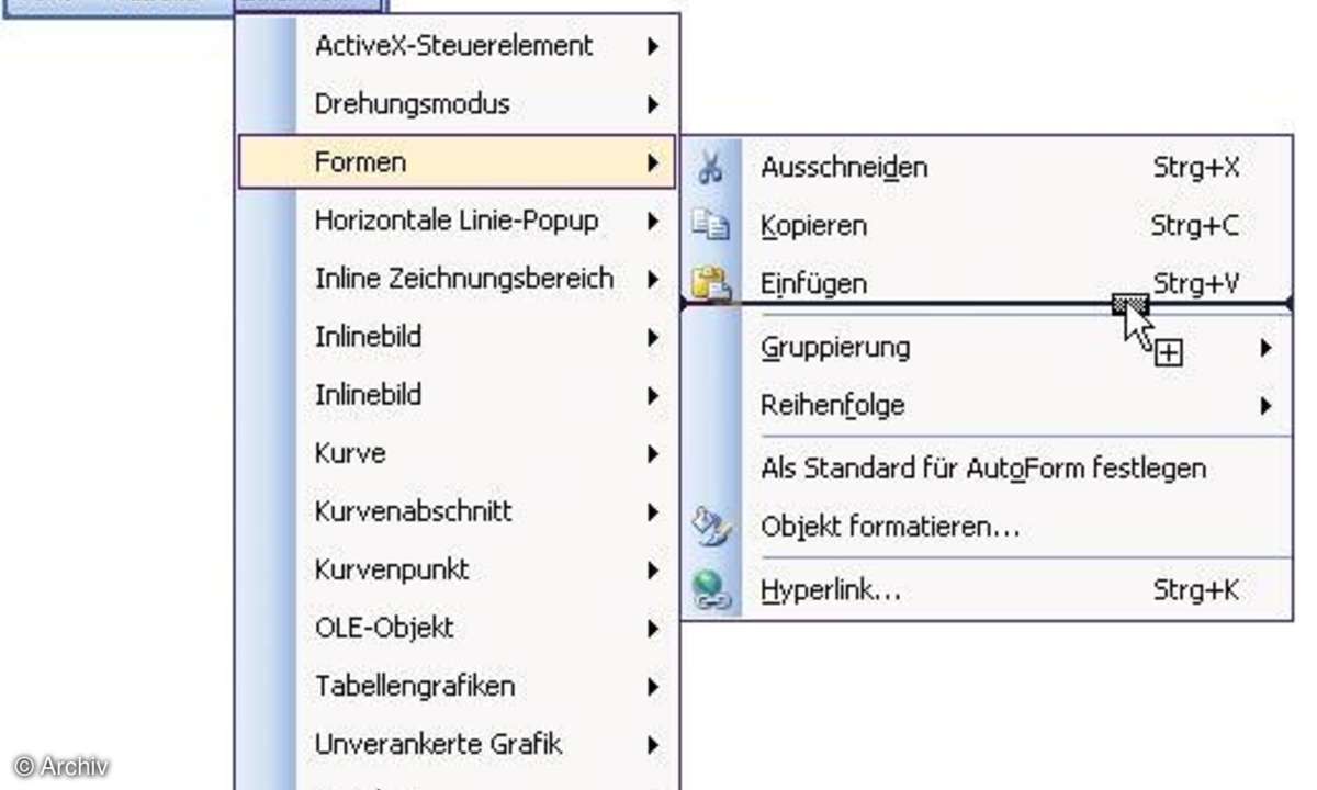 Word persönlich: Kontextmenüs