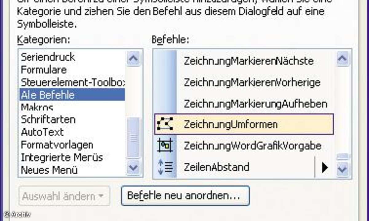 Word persönlich: Anpassen