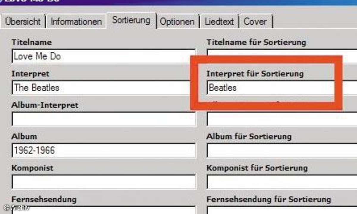 iTunes-Tipps: Sortieroptionen