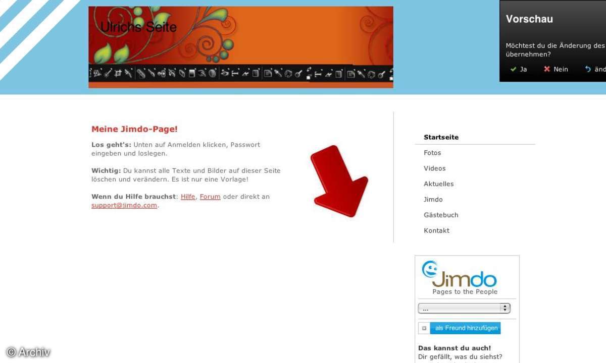 Kostenlose  Website mit Jimdo