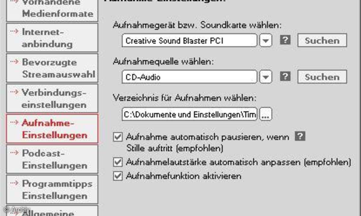 Internet-Radio aufnehmen