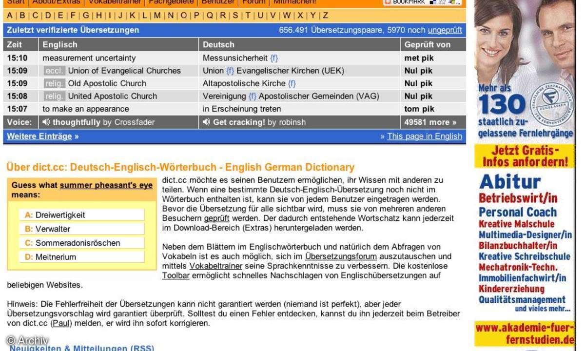 Coole Websites: dict.cc