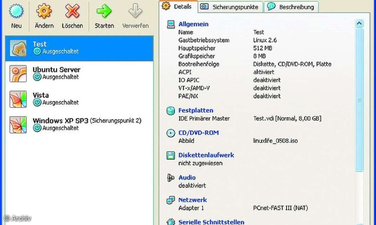 Titelthema Virtualisierung: Frische XP-Installation in 3 Sekunden starten