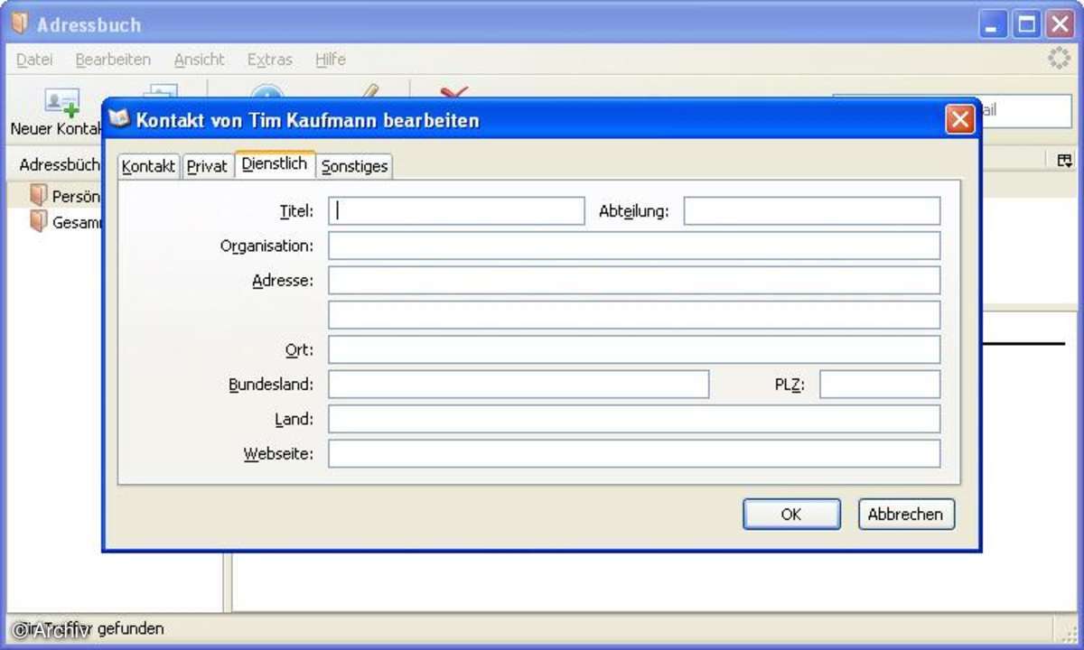 Thunderbird 3 Beta 1 Adressbuch