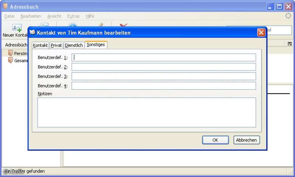 Thunderbird 3 Beta 1 Adressbuch