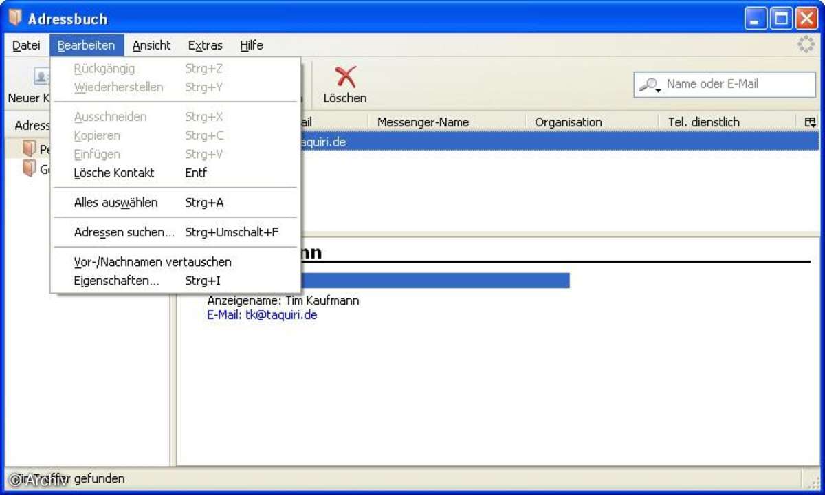 Thunderbird 3 Beta 1 Adressbuch
