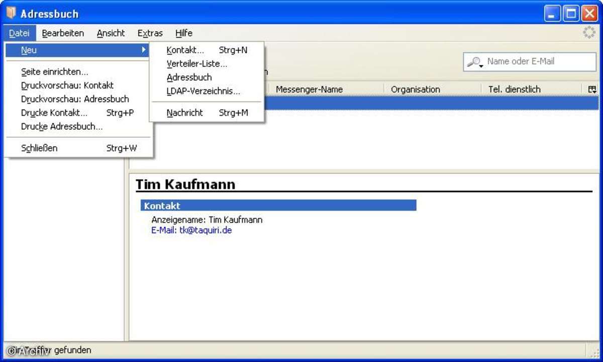 Thunderbird 3 Beta 1 Adressbuch