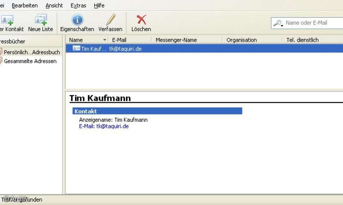 Thunderbird 3 Beta 1 Adressbuch