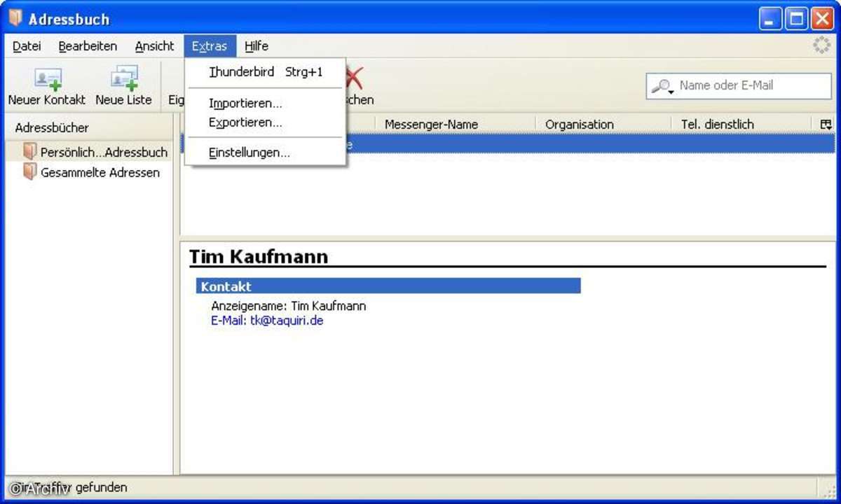 Thunderbird 3 Beta 1 Adressbuch