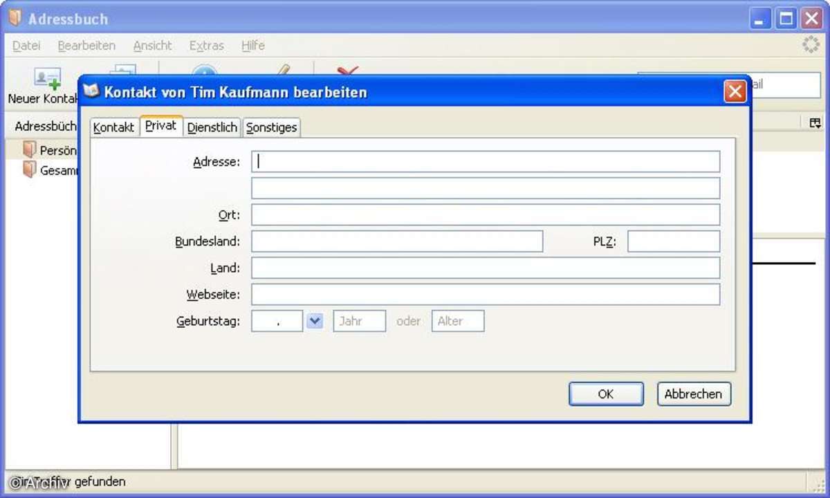 Thunderbird 3 Beta 1 Adressbuch