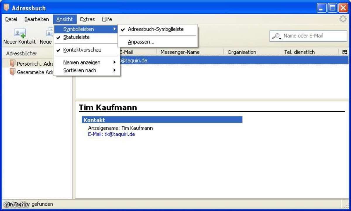 Thunderbird 3 Beta 1 Adressbuch