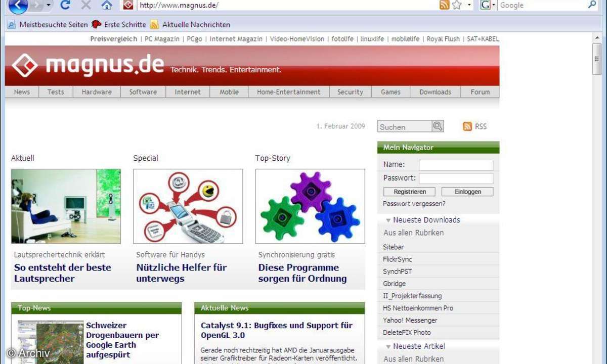Anwendungen unter Windows 7 Beta