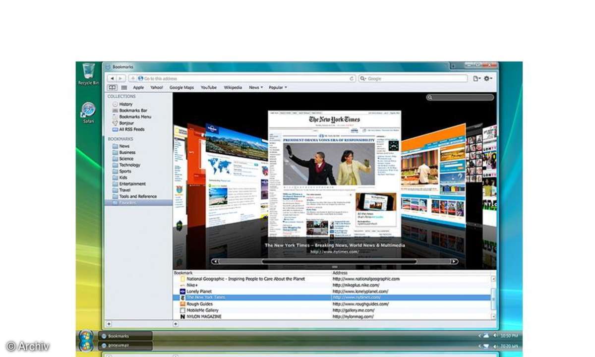 Safari 4 Beta: Windows-Optik