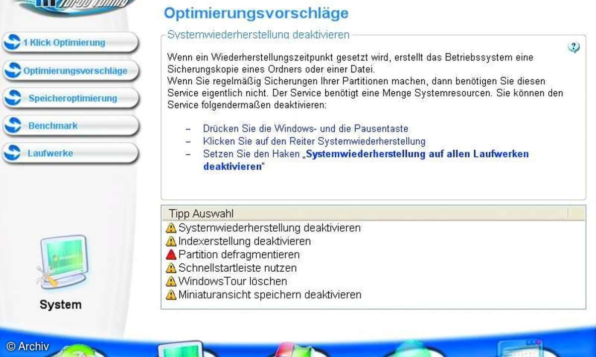 PC-Optimierung für Windows XP