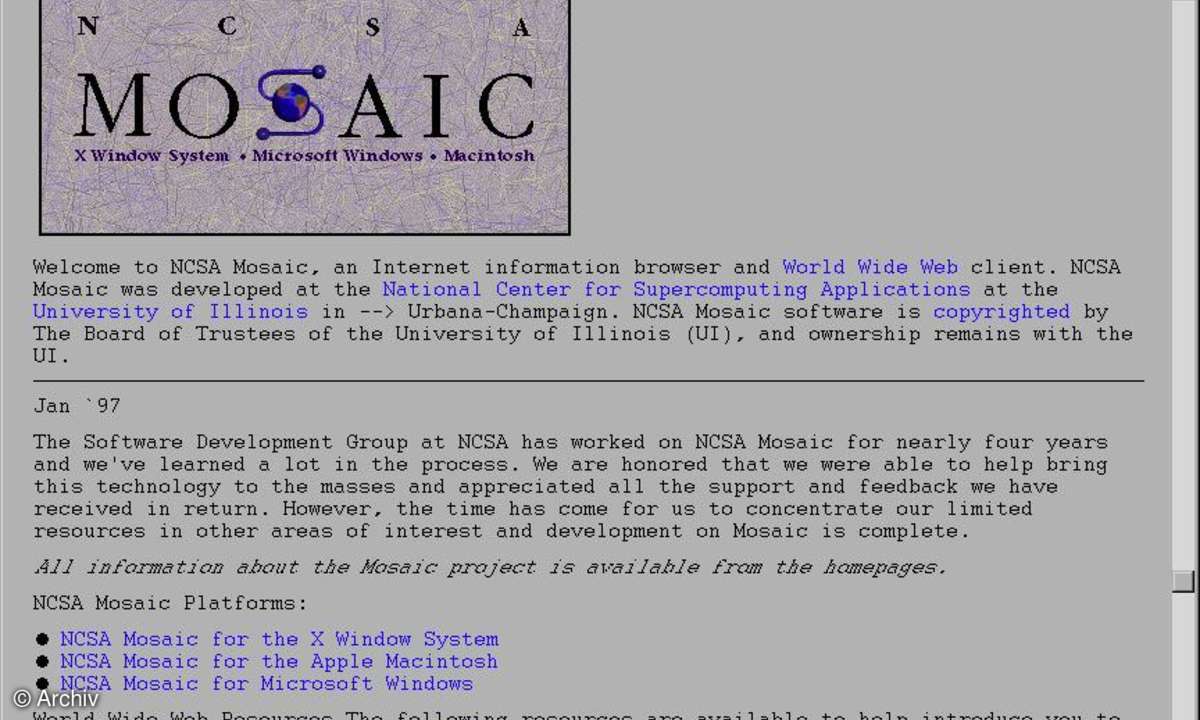 Mosaik: Erster Mainstream-Browser