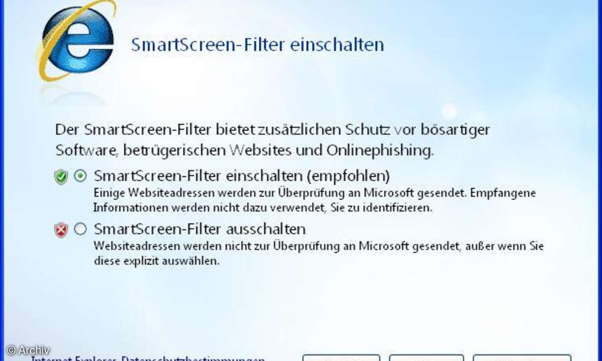 Internet Explorer 8: Konfigurations-Assistent