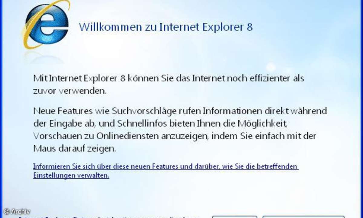 Internet Explorer 8: Konfigurations-Assistent
