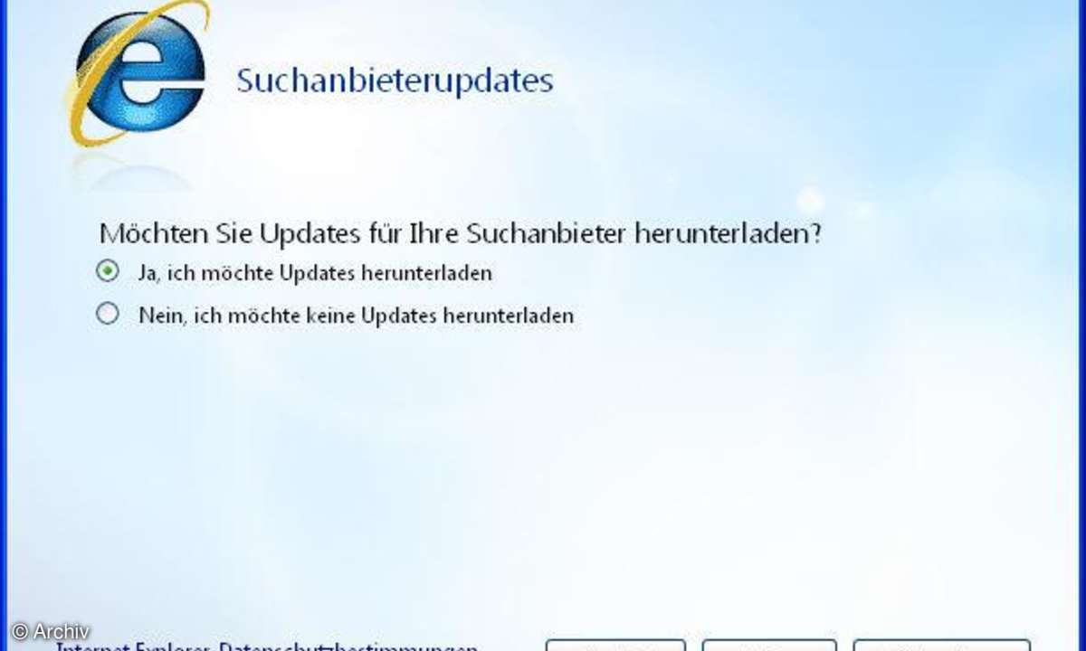 Internet Explorer 8: Konfigurations-Assistent