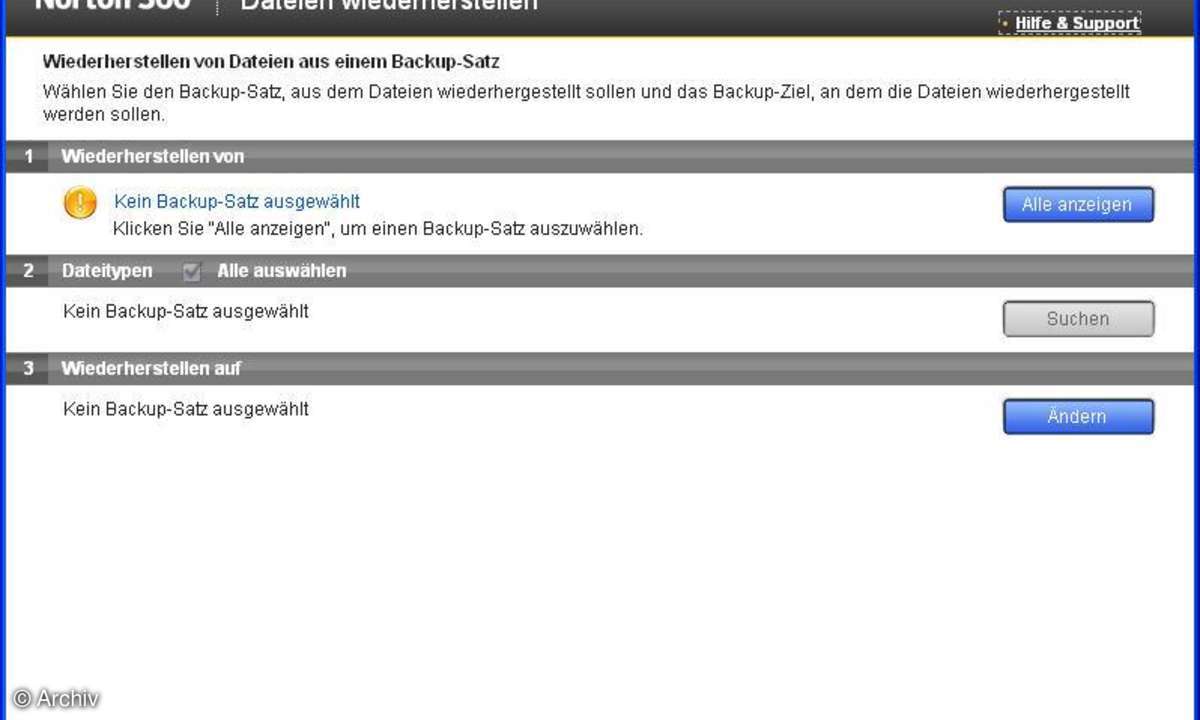Norton 360 Version 3.0: Backup-Funktion