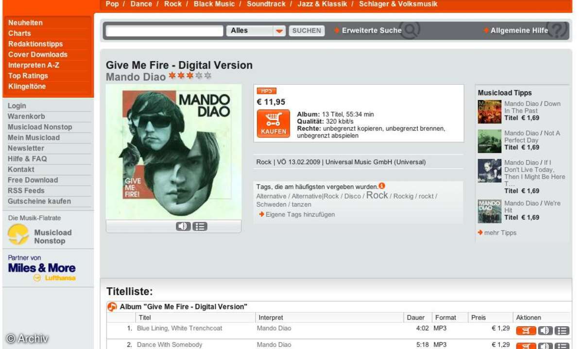 Die drei großen Online-Musicshops