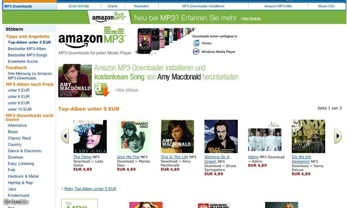 Die drei großen Online-Musicshops