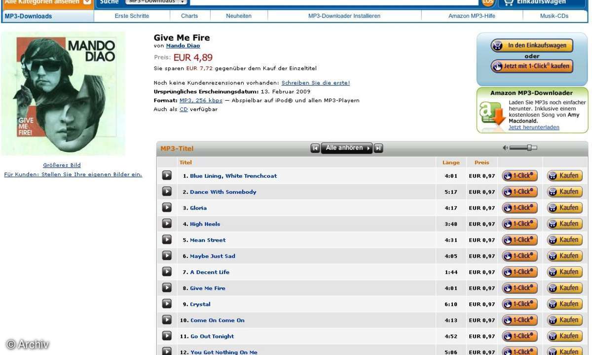 Die drei großen Online-Musicshops