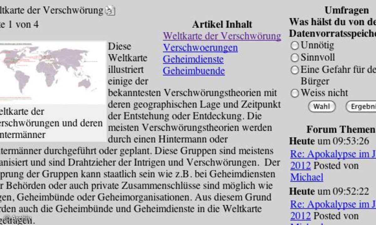 Coole Sites: Verschwörer im Internet