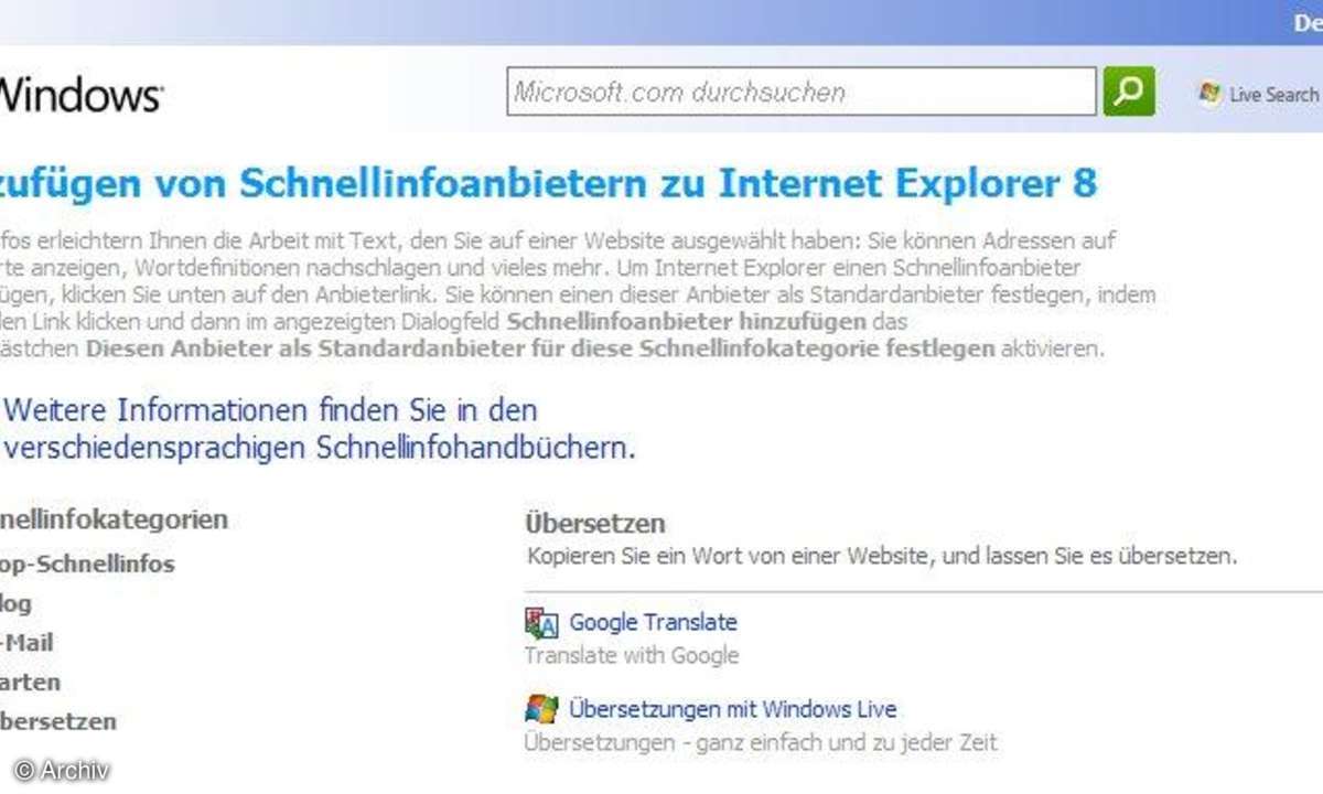 Profi-Tipps für Internet Explorer 8