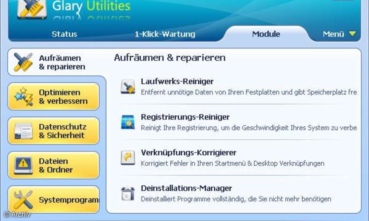 Windows aufräumen: Glary Utilities