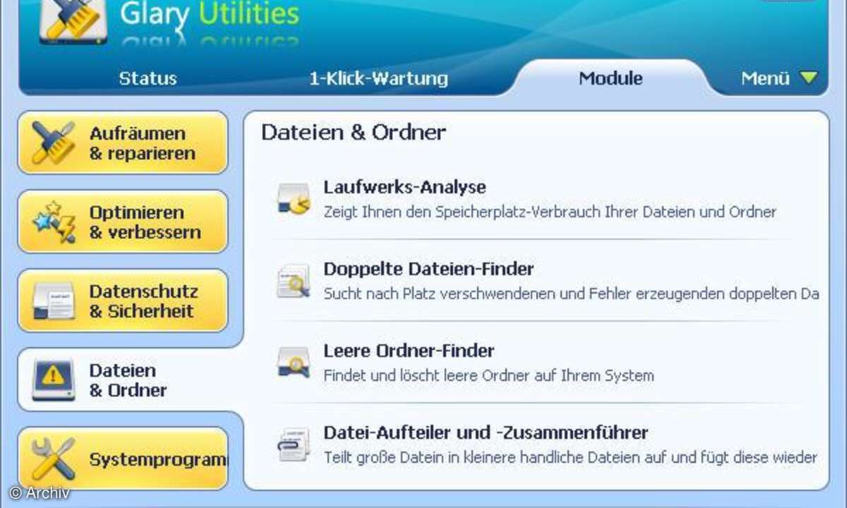 Windows aufräumen: Glary Utilities