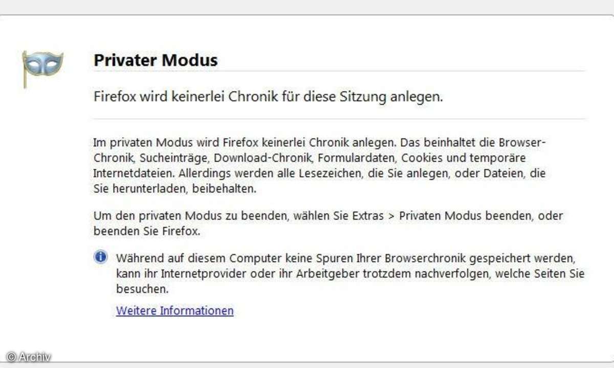 Firefox 3.5: Privater Modus