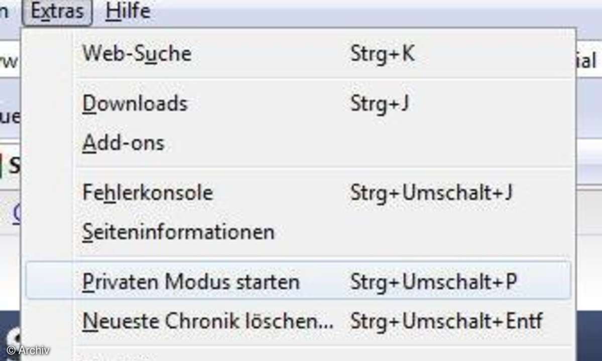 Firefox 3.5: Privater Modus