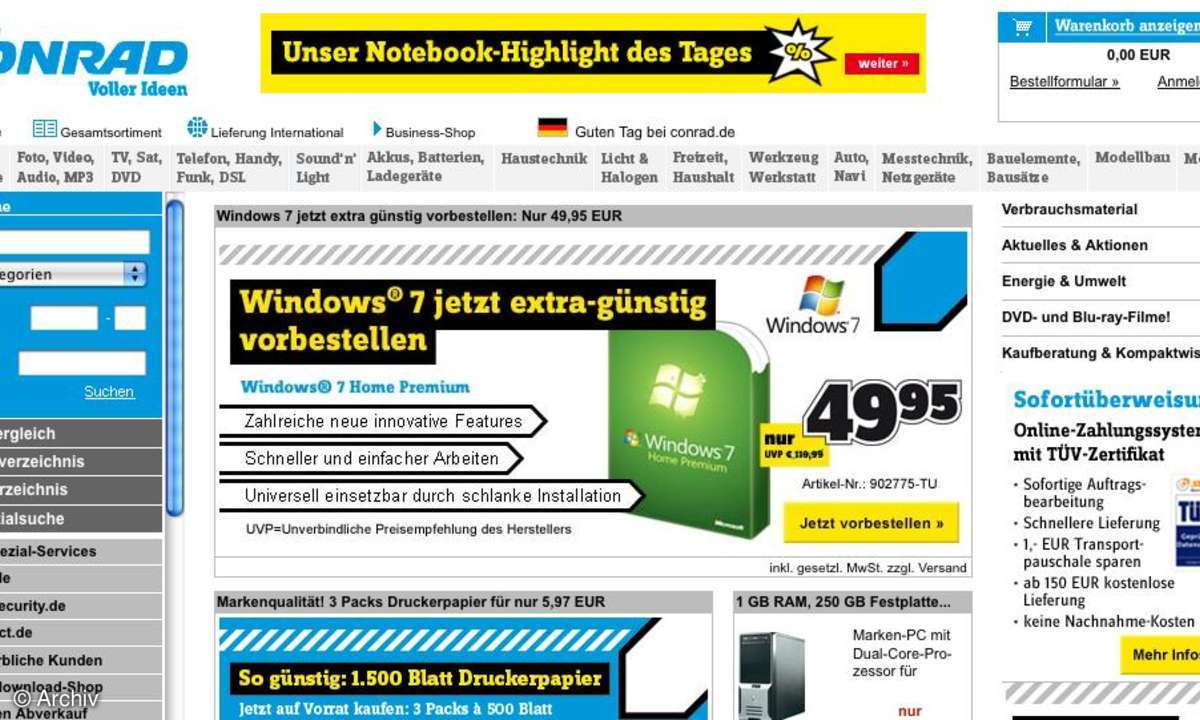 Windows 7 bei Conrad